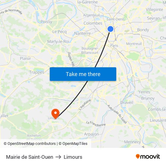 Mairie de Saint-Ouen to Limours map