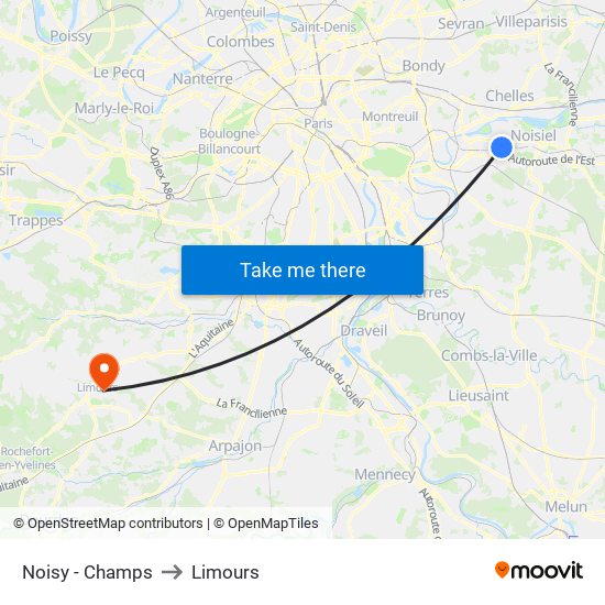 Noisy - Champs to Limours map