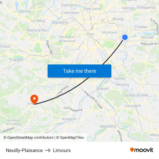 Neuilly-Plaisance to Limours map