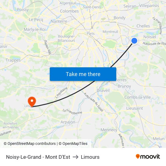 Noisy-Le-Grand - Mont D'Est to Limours map