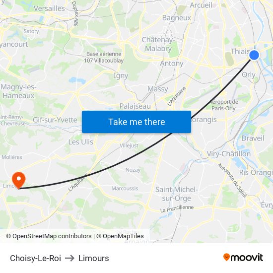 Choisy-Le-Roi to Limours map