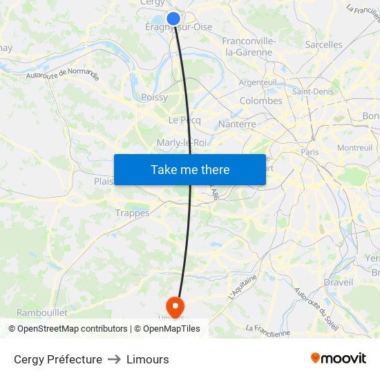 Cergy Préfecture to Limours map