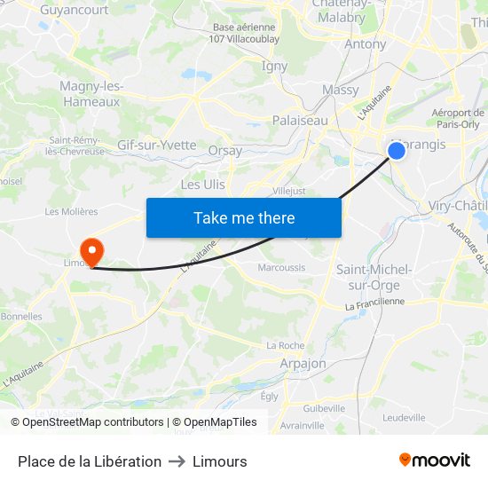 Place de la Libération to Limours map