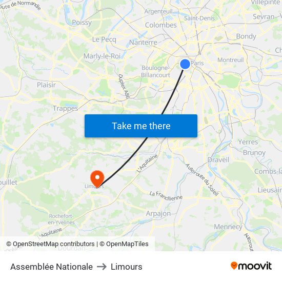 Assemblée Nationale to Limours map