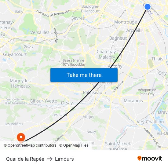 Quai de la Rapée to Limours map