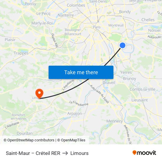 Saint-Maur – Créteil RER to Limours map