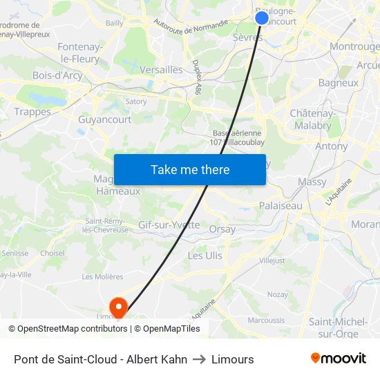 Pont de Saint-Cloud - Albert Kahn to Limours map