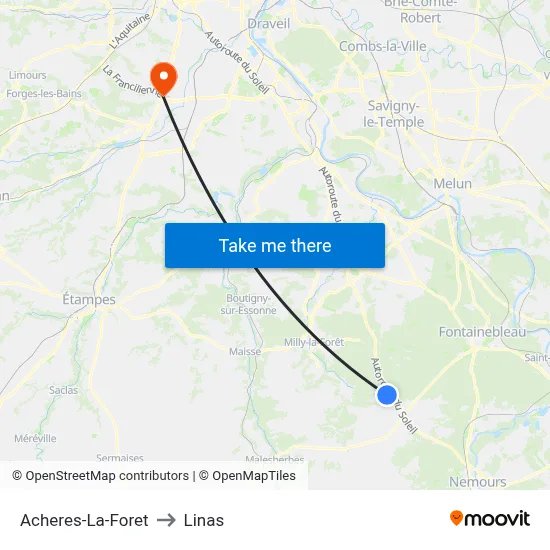 Acheres-La-Foret to Linas map