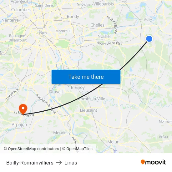 Bailly-Romainvilliers to Linas map