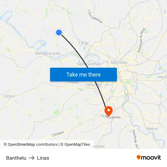 Banthelu to Linas map
