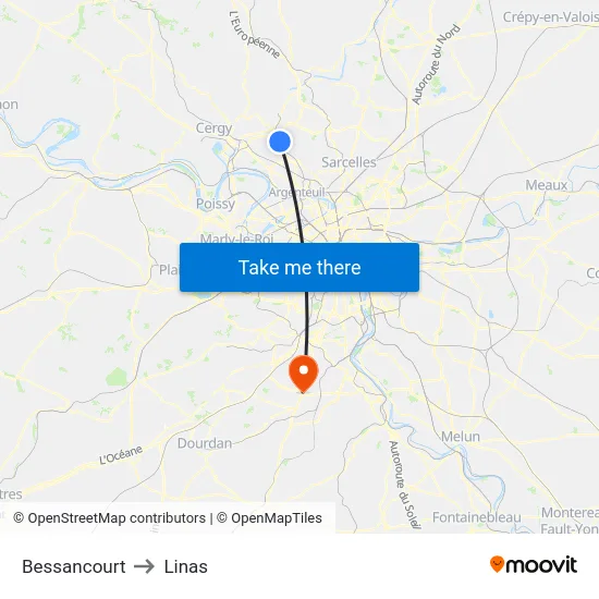 Bessancourt to Linas map