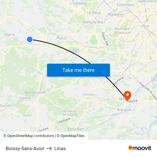 Boissy-Sans-Avoir to Linas map