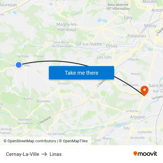 Cernay-La-Ville to Linas map