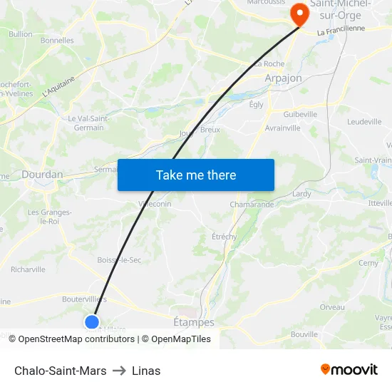 Chalo-Saint-Mars to Linas map