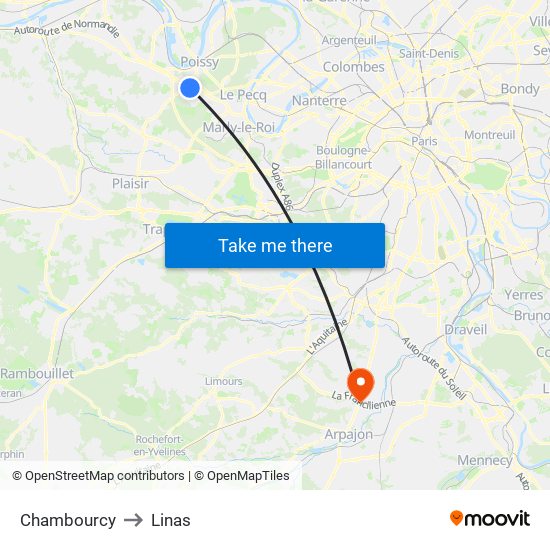 Chambourcy to Linas map