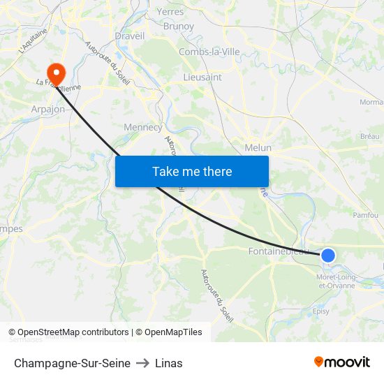 Champagne-Sur-Seine to Linas map