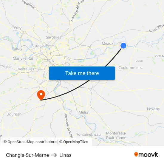 Changis-Sur-Marne to Linas map