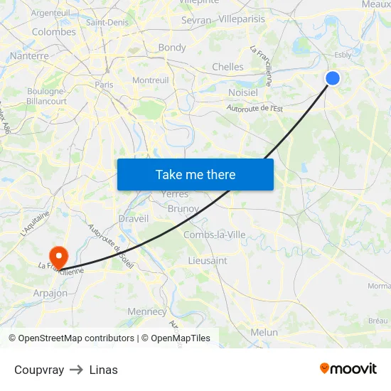 Coupvray to Linas map