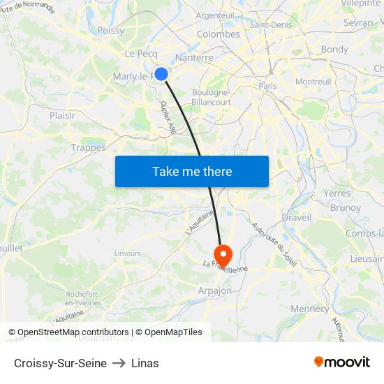 Croissy-Sur-Seine to Linas map