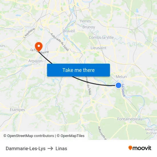 Dammarie-Les-Lys to Linas map