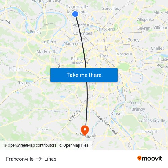 Franconville to Linas map