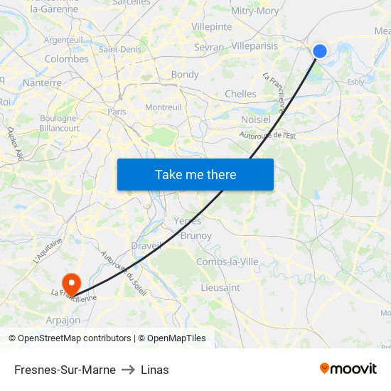 Fresnes-Sur-Marne to Linas map