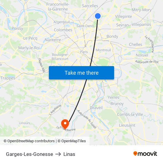 Garges-Les-Gonesse to Linas map