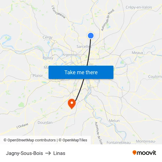 Jagny-Sous-Bois to Linas map