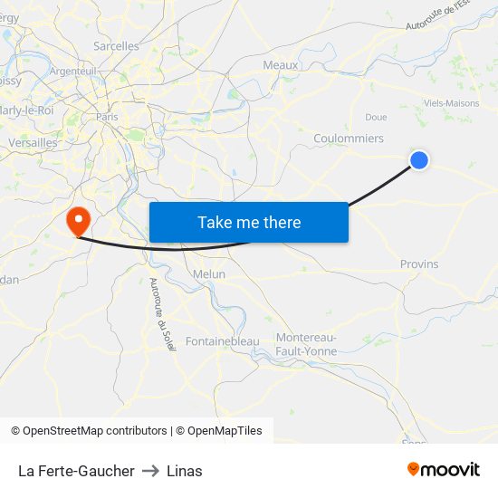 La Ferte-Gaucher to Linas map