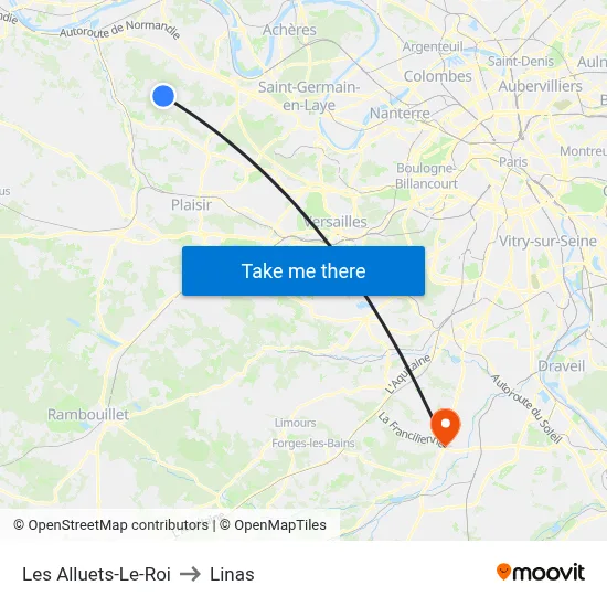 Les Alluets-Le-Roi to Linas map