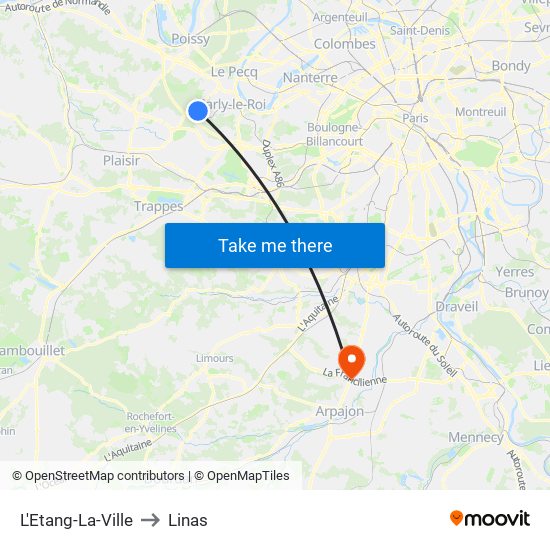 L'Etang-La-Ville to Linas map