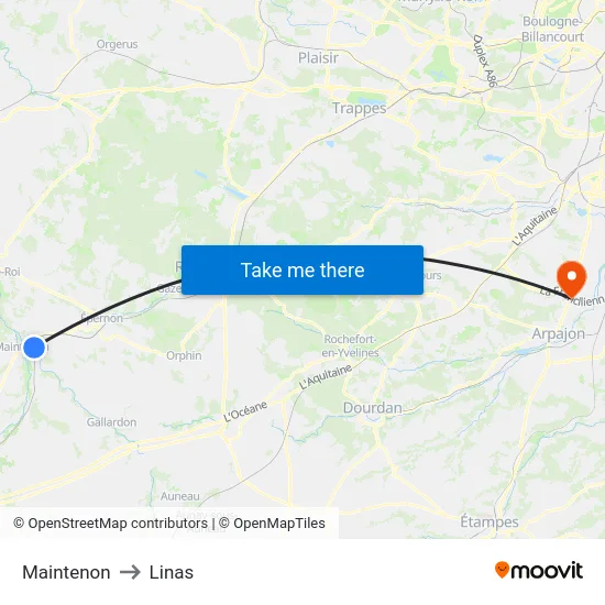 Maintenon to Linas map