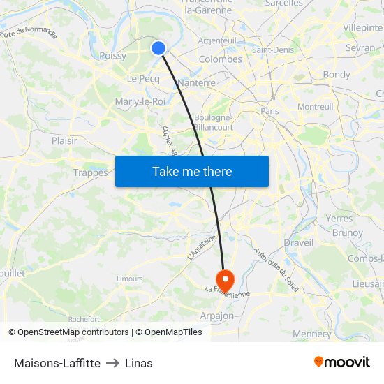 Maisons-Laffitte to Linas map