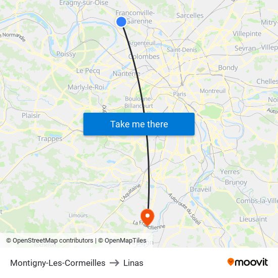 Montigny-Les-Cormeilles to Linas map