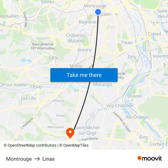 Montrouge to Linas map