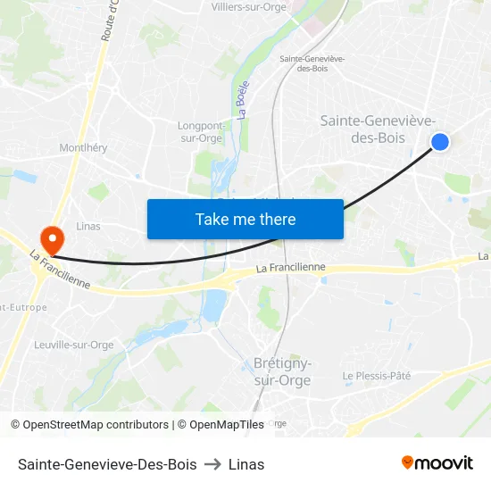 Sainte-Genevieve-Des-Bois to Linas map