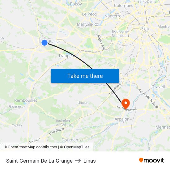 Saint-Germain-De-La-Grange to Linas map