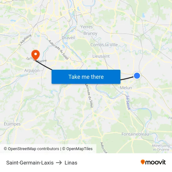 Saint-Germain-Laxis to Linas map