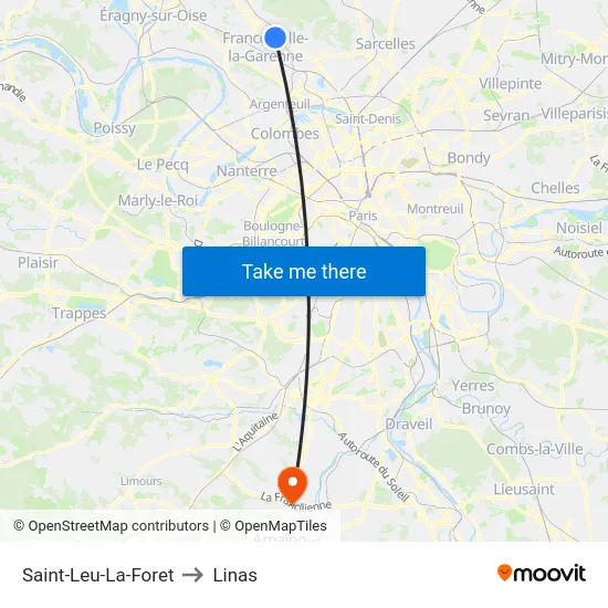 Saint-Leu-La-Foret to Linas map