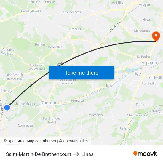 Saint-Martin-De-Brethencourt to Linas map