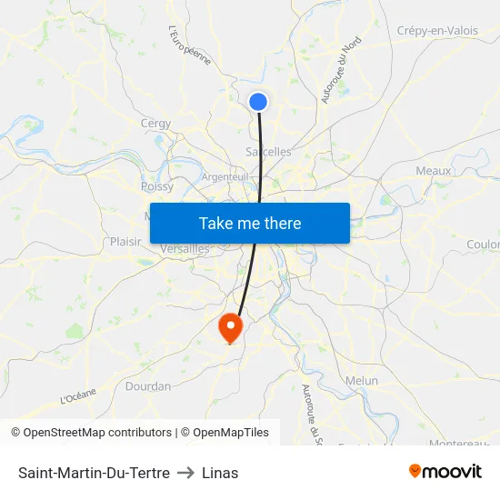 Saint-Martin-Du-Tertre to Linas map
