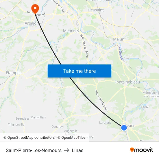 Saint-Pierre-Les-Nemours to Linas map