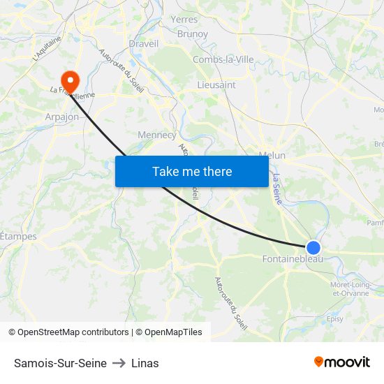 Samois-Sur-Seine to Linas map