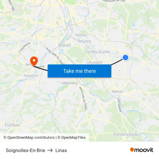 Soignolles-En-Brie to Linas map