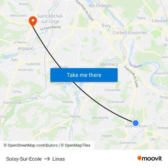 Soisy-Sur-Ecole to Linas map
