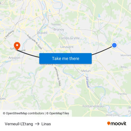 Verneuil-L'Etang to Linas map