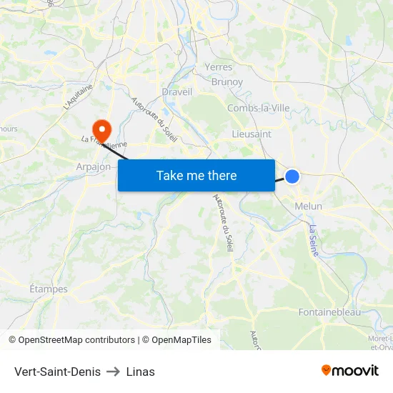 Vert-Saint-Denis to Linas map
