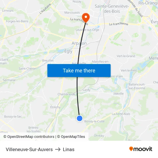 Villeneuve-Sur-Auvers to Linas map