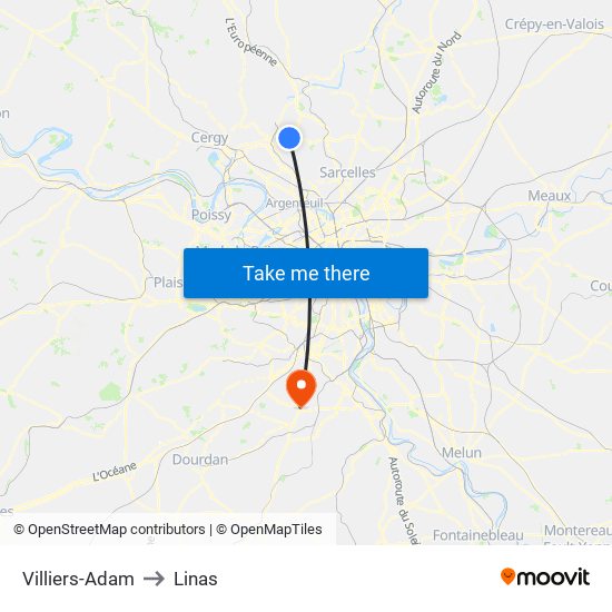 Villiers-Adam to Linas map