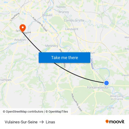 Vulaines-Sur-Seine to Linas map